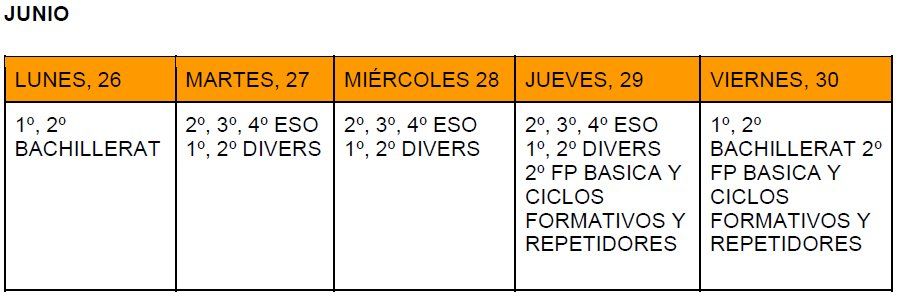 calendario MATR JUNIO