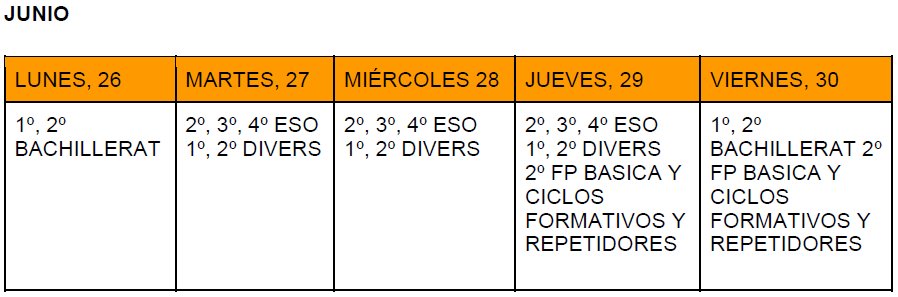 calendario MATR JUNIO